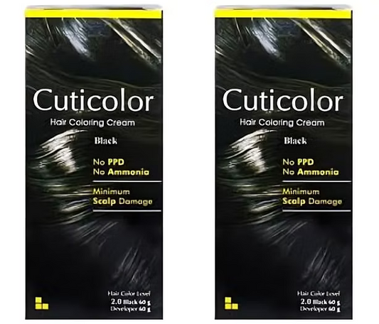 Cuticolor Hair Coloring Cream Black 2.0 Pack Of 2