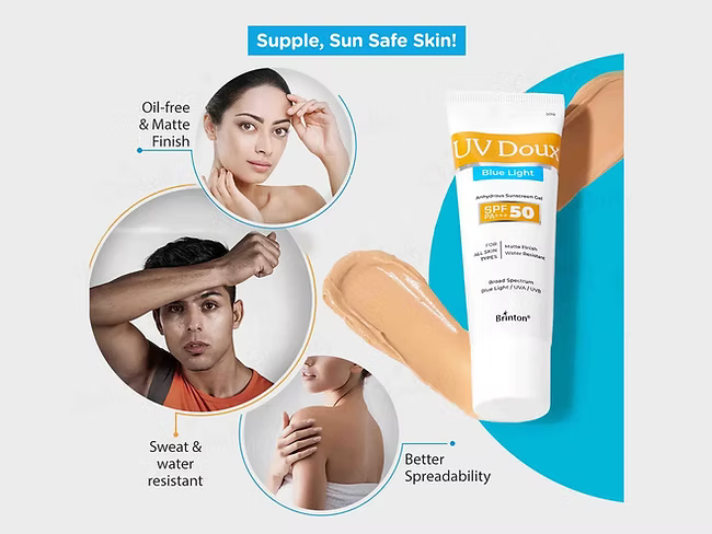 UV Doux Blue Light Anhydrous Sunscreen Gel SPF 50 PA+++ 100Gm