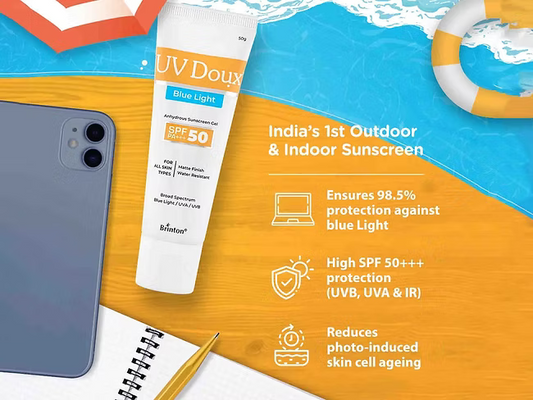 UV Doux Blue Light Anhydrous Sunscreen Gel SPF 50 PA+++ 50Gm