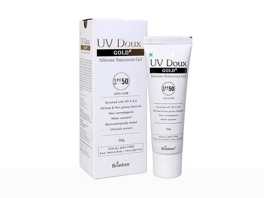 UV Doux Gold Silicone Sunscreen Gel SPF 50 PA+++ 50Gm